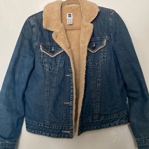 Faux fur lined denim jacket